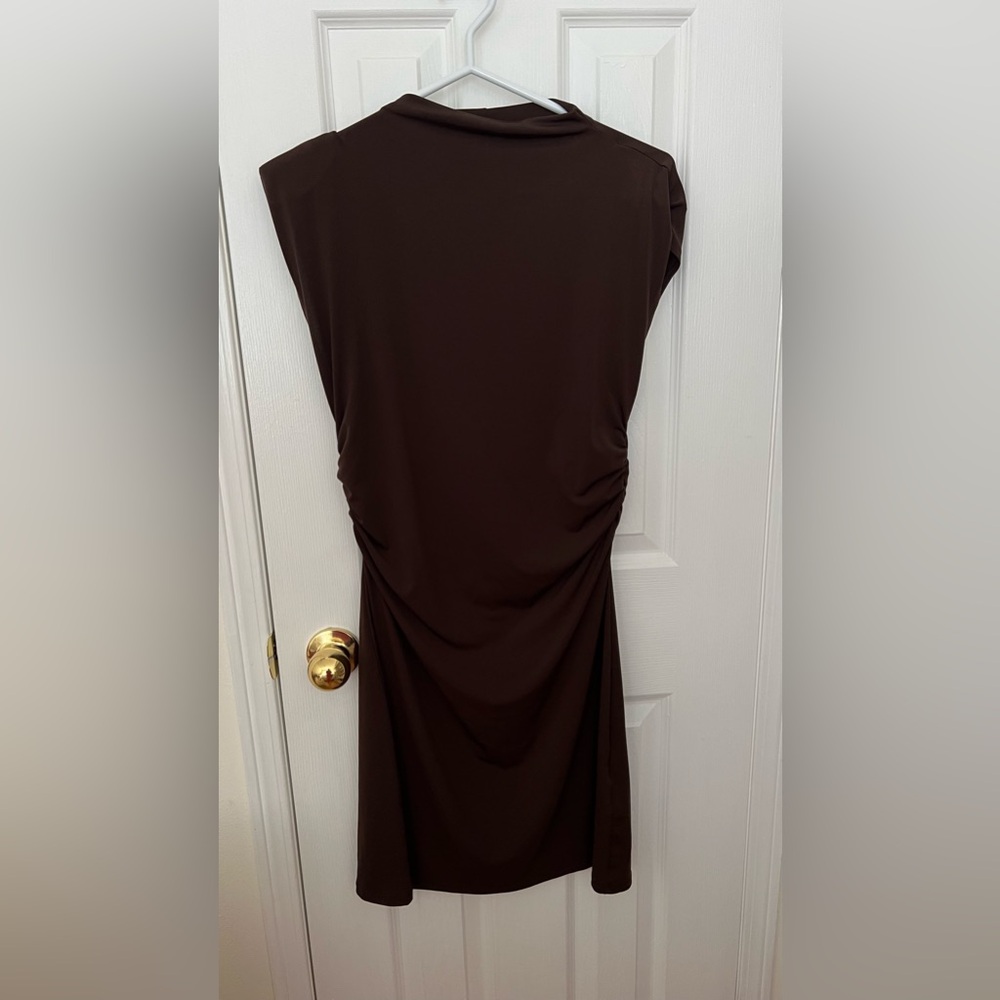 H&M Brown Shoulder padded Mini Dress